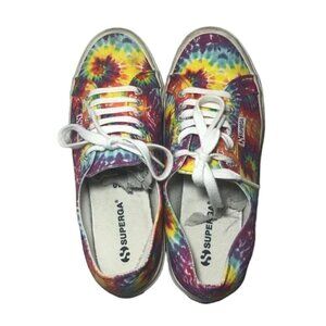 SUPERGA Rainbow Sneakers Unisex Size M7.5/W9 Red Multicolor Tie Dye  S11GJW